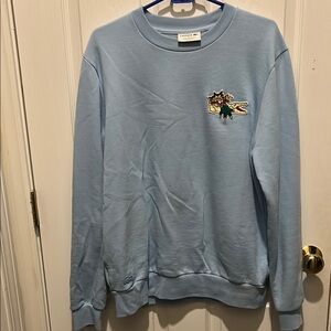 Lacoste Blue Crewneck Sweater with Embroidered Detail classic fit